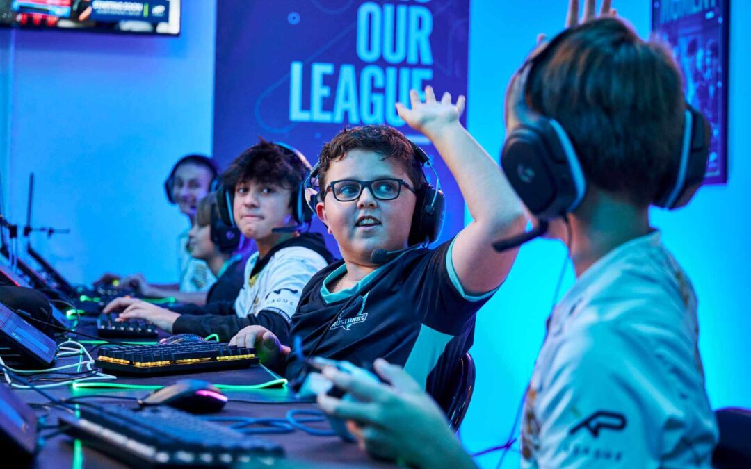 two young gamers high fiving
